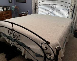 King size bed with metal bedframe
