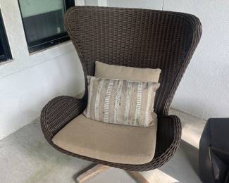 Pair of Tall Wing-back Patio Chairs with Cushions