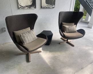 Pair of Adagio Tall Wing-back Patio Chair with Cushions