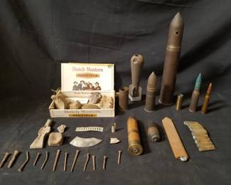 Lot # : 315 - Group of antique artillery shells & fragments
