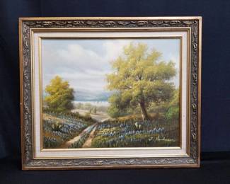 Lot # : 11 - Signed landscape oil painting on canvas

