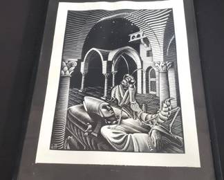 Lot # : 58 - Framed M. C. Escher surreal lithograph
