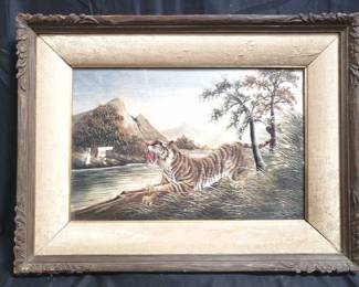 Lot # : 25 - Framed embroidered art
