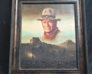 Lot # : 21 - Oil on canvas painting of John Wayne
