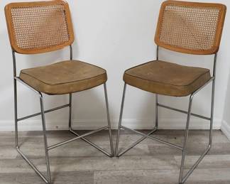 Lot # : 571 - Pair of Cesca style Chromcraft caned back seat
