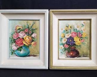 Lot # : 30 - Pair of signed oil on canvas still lifes
