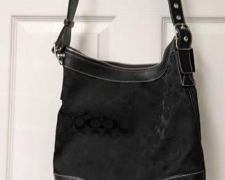 Coach black monogram shoulder bag