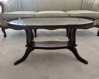 Lyre style coffee table and 2 matching side tables