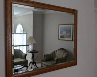 Large wood framed mirror