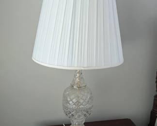 Vintage crystal diamond cut table lamp - pair
