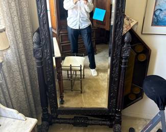 Victorian Dark Oak Beveled Dressing Mirror
