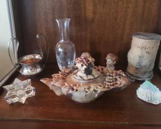 Antique Chinese Pierce-Carved Soapstone Tea Pot; Antique Chinese Pierce-Carved Soapstone Brush Pot; Vintage Sterling Silver Two-Handled Wash Cup