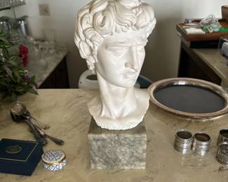 Bust of David; Sterling Napkin Rings, etc.