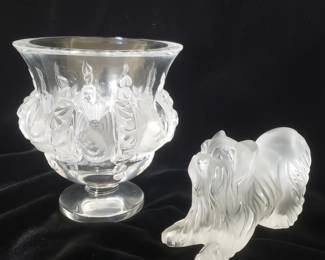 Lalique "Dampierre" Vase & Lalique Yorkie