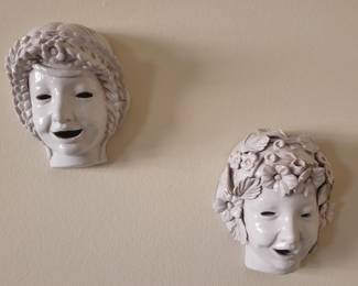 Two Italian Pottery Masks
