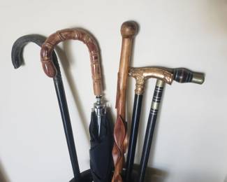 Vintage Walking Sticks, Gold & Silver-Handled