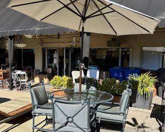 outdoor table with umbrella