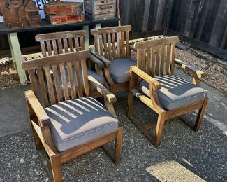 four wooden chairs