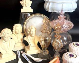 Composer Figures with Perfume Bottles