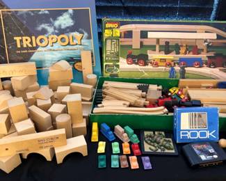 Wooden Train Set w Blocks and Toys