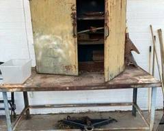 Vintage Metal Welding Table & Metal Cabinet