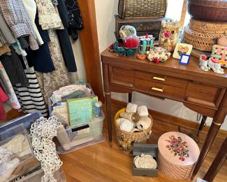 Mid century sewing machine and Related sewing items