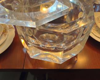 Mid century lucite octagonal ice bucket attributed to Carole Stupell