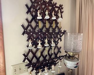 fretwork Christmas tree with pockets for fresh greenery