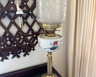 Antique tall oil lamp in original condition 