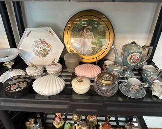 vanity pieces, powder boxes, flu covers