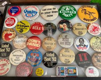 vintage buttons, campaign buttons etc