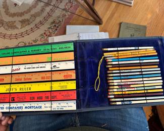 Collection of rulers and old penciles