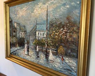 mid century impressionist French  street scape painting