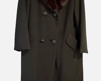 Womens 60s wool coat with mink collar