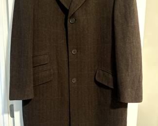 Saks Brown herringbone overcoat