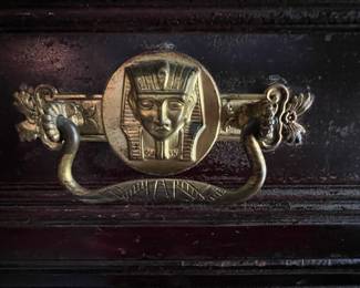 95. Antique 6 Drawer Highboy w/ Pharoah Pulls (36" x 20" x 66")