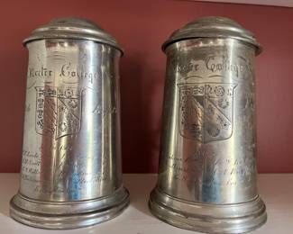 Exeter College Sterling Silver Lidded Beer Steins