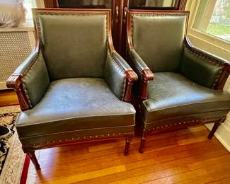 51. Pair of Leather Arm Chairs w/ Nailhead Detail (27" x 28" x 35")