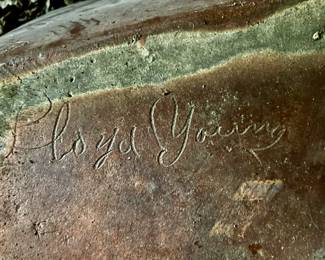 134. Signed Clay Trough by Llyod Young, Charles Graham Potteworks (27" x 22" x 17)