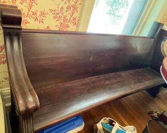 25. Vintage Carved Church Pew (84" x 22" x 39")