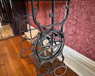 9. Antique Sewing Machine Base w/ Marble Top (31" x 18" x 30")