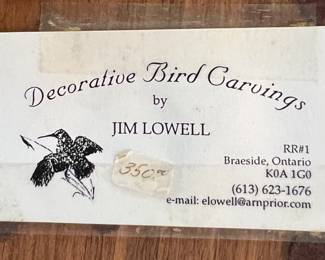 39. Carved Bird Sculpture by Jim Lowell (12" x 15")