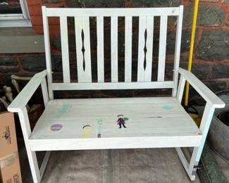 140. White Rocker Bench 