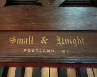 14. Small & Knight Portland ME Antique Piano and Bench (39" x 19" x 30")
