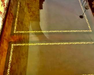 48. 6 Drawer Leather Top Library/Partners Desk w/ Protective Glass Top (34" x 53" x 32")