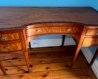 128. American Library Table w/ Line & Fan Inlay c. 1840 (54" x 24" x 30")