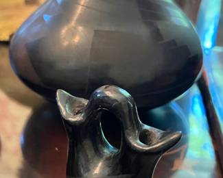 50c. Signed Native American Black Vase by Mura