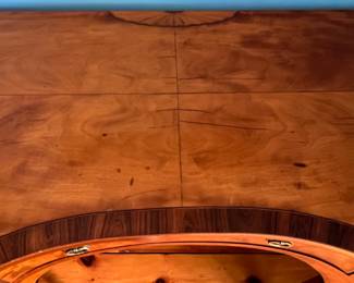 128. American Library Table w/ Line & Fan Inlay c. 1840 (54" x 24" x 30")