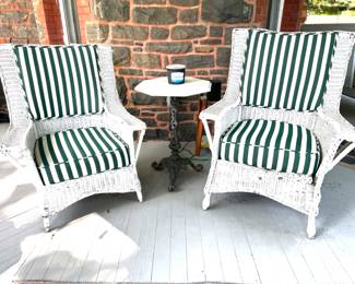 136. Pair of Antique Wicker His & Her Chairs