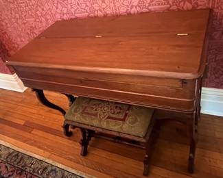 14. Small & Knight Portland ME Antique Piano and Bench (39" x 19" x 30")